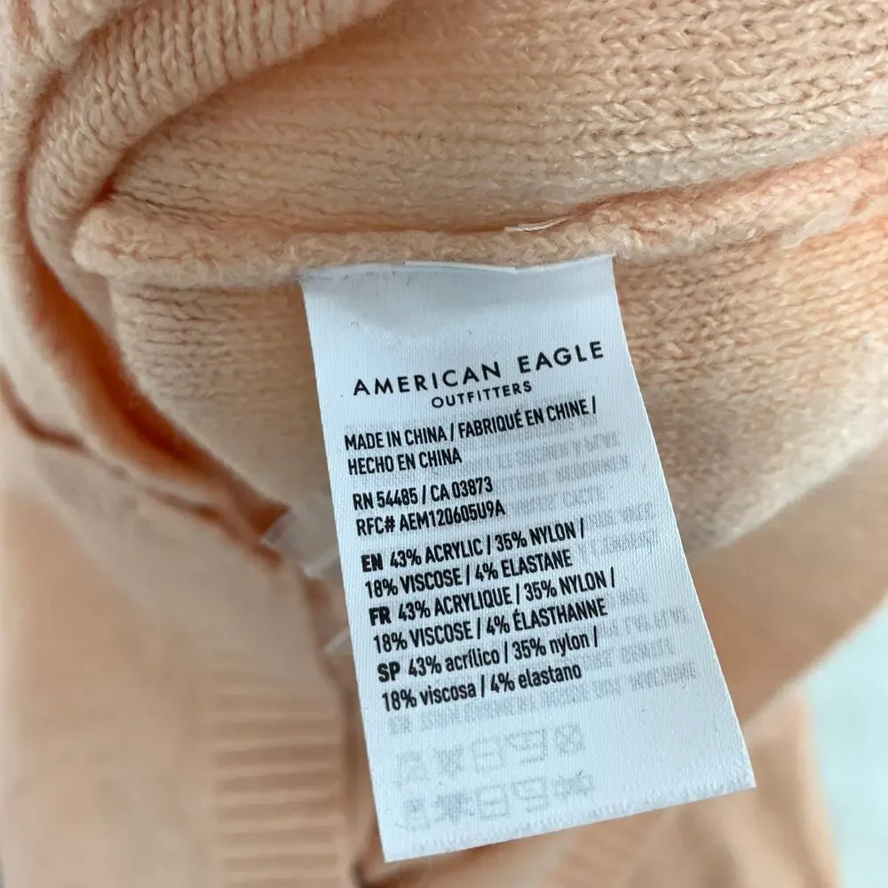 NWT American Eagle Cropped Boxy Button Front Cardigan Sweater Peach Size Medium